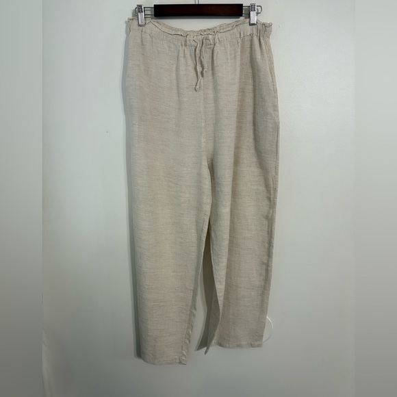 Gaby women’s linen blend ankle Cream Pants Size Large - Picture 1 of 4